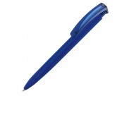 Ручка шариковая трехгранная UMA TRINITY K transparent GUM, soft-touch,  темно-синий