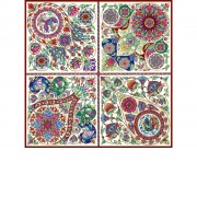 Платок Русская эмаль пёстрая 100% шёлк