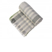 Плед Liner с бахромой, 140*205 см., серый с фисташковым