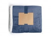 Плед GLORY флисовый, белый/темно-синий