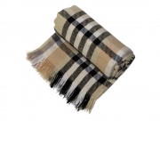 Плед Liner с бахромой, 140*205 см., бежевый с черным