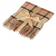 Плед акриловый в клетку Tartan, бежевый