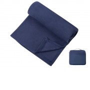 Плед для путешествий Flight в чехле с ручкой и карманом, темно-синий