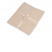 Плед флисовый Natty из переработанного пластика, бежевый со светло-розовой лентой