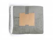 Плед GLORY флисовый, белый/серый