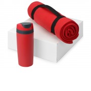 Подарочный набор Cozy с пледом и термокружкой, красный