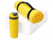 Подарочный набор Cozy с пледом и термокружкой, желтый