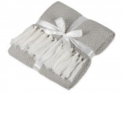 Плед акриловый Tassel с белой бахромой, бежевый