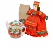 Набор Кремлевский: кукла на чайник, чайник заварной с росписью, чай травяной