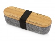 Пенал с линейкой и подставкой для телефона из бамбука Haruki, серый