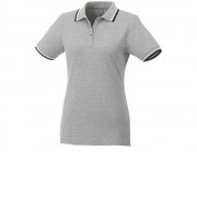 Женская футболка поло Fairfield с коротким рукавом с проклейкой, серый меланж/темно-синий/белый