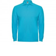Рубашка поло Estrella мужская с длинным рукавом, бирюзовый