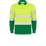 Поло Polaris мужское c длинным рукавом, садовый зеленый/неоновый желтый