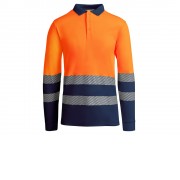 Рубашка поло с длинным рукавом Atrio мужская, нэйви/неоновый оранжевый