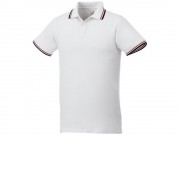 Мужская футболка поло Fairfield с коротким рукавом с проклейкой, белый/темно-синий/красный