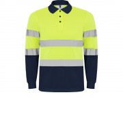 Поло Polaris мужское c длинным рукавом, нэйви/неоновый желтый