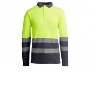 Рубашка поло с длинным рукавом Atrio мужская, свинцовый/неоновый желтый