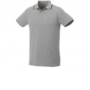 Мужская футболка поло Fairfield с коротким рукавом с проклейкой, серый меланж/темно-синий/белый