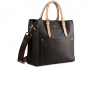 Сумка-портфель женская BUGATTI Ella, тёмно-коричневая, полиуретан, 30х11,5х28 см