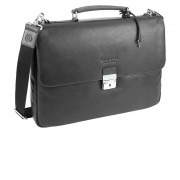 Портфель BUGATTI Romano 15'', чёрный, натуральная воловья кожа, 39х8х30 см
