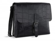 Сумка-мессенджер мужская BUGATTI Nevio, чёрная, воловья кожа/хлопок, 30,5х7х25 см, 5 л