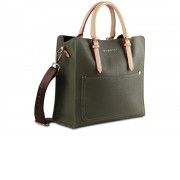 Сумка-портфель женская BUGATTI Ella, оливковая, полиуретан, 30х11,5х28 см