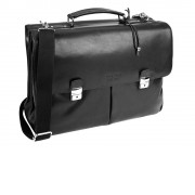 Портфель BUGATTI Romano 15'', чёрный, натуральная воловья кожа, 43х13х32 см