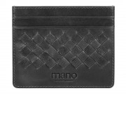 Портмоне для кредитных карт Mano Don Luca, натуральная кожа в черном цвете, 10,3 х 8,3 см
