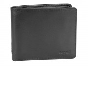 Портмоне BUGATTI Primo, чёрное, натуральная воловья кожа, 11х1,5х9 см