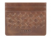 Портмоне для кредитных карт Mano Don Luca, натуральная кожа в коньячном цвете, 10,3 х 8,3 см
