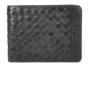 Бумажник Mano Don Luca, натуральная кожа в черном цвете, 12,5 х 9,7 см