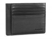 Портмоне для кредитных карт BUGATTI Primo, чёрное, натуральная воловья кожа, 11,5х0,5х9 см