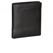 Портмоне BUGATTI Atlanta, чёрное, натуральная воловья кожа, 10,5х2х12,5 см