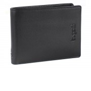 Портмоне BUGATTI Vertice, чёрное, натуральная воловья кожа, 10,5х1,5х8,5 см