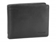 Портмоне BUGATTI Primo, чёрное, натуральная воловья кожа, 11,5х2х9,5 см