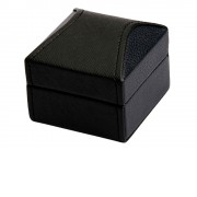 Кожаная подарочная упаковка G01-BK. Черный цвет, с синим ложементом.