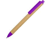 Ручка картонная пластиковая шариковая Эко 2.0, бежевый/фиолетовый