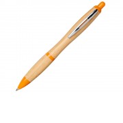 Шариковая ручка Nash из бамбука, натуральный/оранжевый