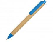 Ручка картонная пластиковая шариковая Эко 2.0, бежевый/голубой