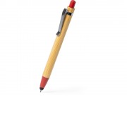 Ручка-стилус шариковая NAGOYA с бамбуковым корпусом, натуральный/красный