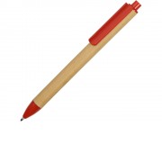 Ручка картонная пластиковая шариковая Эко 2.0, бежевый/красный