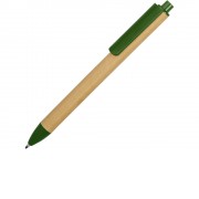 Ручка картонная пластиковая шариковая Эко 2.0, бежевый/зеленый