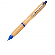Шариковая ручка Nash из бамбука, натуральный/ярко-синий