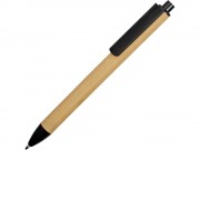 Ручка картонная пластиковая шариковая Эко 2.0, бежевый/черный
