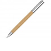 Ручка бамбуковая шариковая Saga, хром/бамбук