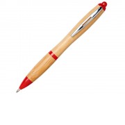 Шариковая ручка Nash из бамбука, натуральный/красный
