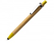 Ручка-стилус шариковая NAGOYA с бамбуковым корпусом, натуральный/желтый