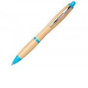 Шариковая ручка Nash из бамбука, натуральный/голубой