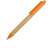 Ручка картонная пластиковая шариковая Эко 2.0, бежевый/оранжевый