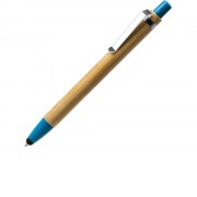 Ручка-стилус шариковая NAGOYA с бамбуковым корпусом, натуральный/голубой